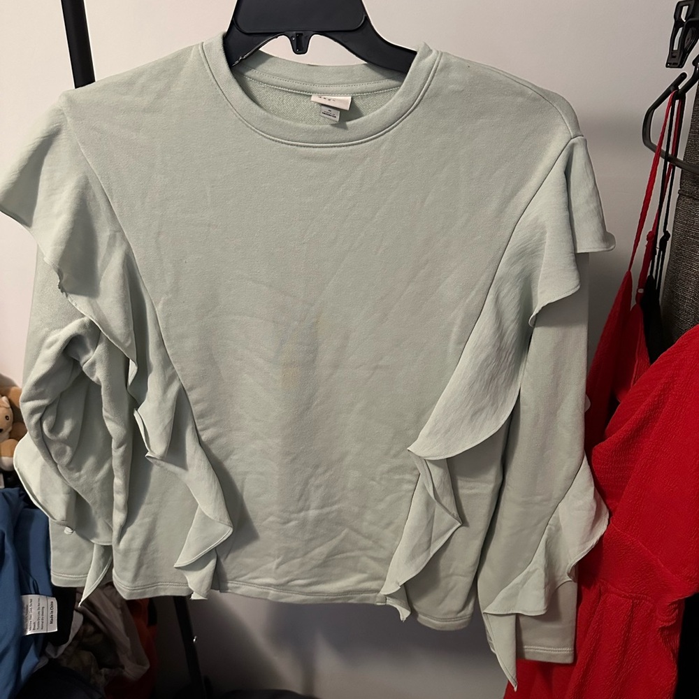 Mint Green Ruffle Sleeve Top